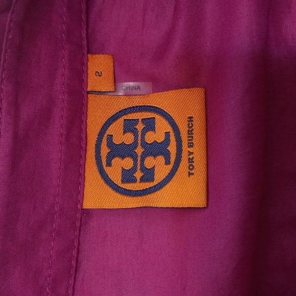 Tory Burch Brigitte Pink Purple Long Sleeve Roll Tab Button Up Blouse - Picture 8 of 14